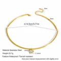 Stainless steel minimalist geometric collar necklace with cubic zirconia pendant size spec - Round Bezel Pendant Torque (NXN566) / Gold