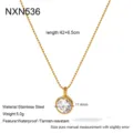 Minimalist 18k gold plated stainless steel round cubic zirconia pendant ball chain necklace. - Round Necklace (NXN536)