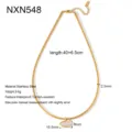 Stainless steel snake chain necklace with a marquise zircon pendant, detailed specs. - Marquise Pendant Necklace (NXN548)