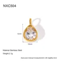 Close-up detail of the gold teardrop zircon pendant, showing exquisite metal edging and crystal. - Pendant Only (Without Chain)-Waterdrop (NXC504)