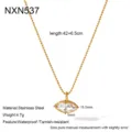 Stainless steel bead chain necklace with marquise zircon pendant detail view 42+6.5cm - Marquise Necklace (NXN537)