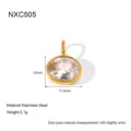 Minimalist stainless steel bezel-set zircon pendant detail view, elegant jewelry accessory. - Base Only (Without Top Part)-Round Pendant (NXC505)