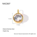 Close-up detail of the round stainless steel bezel set cubic zirconia pendant, 11.4mm size. - Pendant Only (Without Chain)-Round (NXC507)