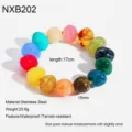 Colorful acrylic bead bracelet with stainless steel spacers, stylish and vibrant vacation jewelry. - Bracelet (NXB202) / Multicolor