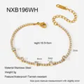Stainless steel tennis bracelet with cubic zirconia stones and extension chain detail - Marquise White Zirconia Style (NXB196WH)