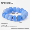 Blue acrylic beaded bracelet with metal spacers, 17cm length, 14.8mm beads, lightweight fashion jewelry. - Blue Beaded Bracelet (NXB197BLU)
