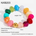 Colorful acrylic beaded necklace with stainless steel gold-plated spacers, 17cm length. - Bracelet (NXB203) / Multicolor