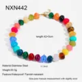 Colorful acrylic beaded necklace with stainless steel spacers, perfect for vacation style. - Necklace (NXN442) / Multicolor