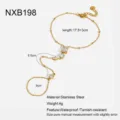 Pulsera de mano chapada en oro de acero inoxidable con circonitas brillantes. - Pulsera de Mano Circonia Cuadrada (NXN198)