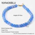 Blauwe acryl kralen choker halsketting met roestvrijstalen sluiting en waterdicht ontwerp - Blauwe Marmerpatroon Halsketting (NXN435BLU)