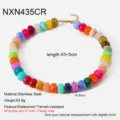 Kleurrijke acryl kralen ketting met roestvrijstalen sluiting, boheemse stijl damessieraden. - Gemengde Meerkleurige Halsketting (NXN435CR)