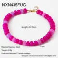 Kleurrijke acryl kralen ketting voor vrouwen, roestvrijstalen ketting, boho mode sieraden. - Fuchsia Halsketting (NXN435FUC)