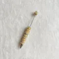 Yellow pearl rhinestone beaded pen DIY craft tool decorative shiny ballpoint pen detail view - Yellow