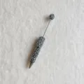 Luxury rhinestone beaded ballpoint pen sparkling pearl DIY craft custom metal writing pen - Black