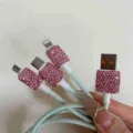 3-in-1 Strass Ladekabel Schnellladen USB Mehrfach Handy Kabel Rosa Glitzernder Draht - Rosa