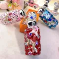 Detailed close-up of rhinestone insulated thermos cup decorated with sparkly gems and pearls. - 260-500ml / Red Thermos Flask
