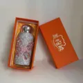 Glänzende Strass Thermosflasche mit Schmetterling und Pilzkopf in edler oranger Geschenktüte. - 201-300ml / Rosa