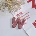 Rosa Strass Buchstabe W Schlüsselanhänger, glänzender Kristall Initialen Anhänger für Taschen. - Buchstabe W