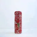 Nahaufnahme der feinen Details der tragbaren, strassbesetzten Mini-Thermokanne im Detail. - 150ml / Rot