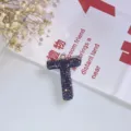 Glänzender Strass Buchstabe T Anhänger Detail, blauer Kristall Taschenschmuck Schlüsselring. - Buchstabe T