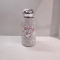 Glitzernde Strass Thermoskanne Detailansicht, 260ml Herz Vakuumflasche fuer Unterwegs. - Rosa