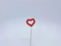 Red rhinestone heart balloon detail shot, cute car interior decoration and floral pick. - Red Heart