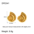 Pendientes de concha en espiral de acero inoxidable chapado en oro 18K mujer - Estilo Patrón de Ammonite de Concha (DFE341)