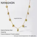 Collana girocollo vintage in acciaio inossidabile con fiori di perline verdi 18k - Verde
