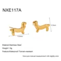 Edelstahl 18K vergoldete süße Dackel Ohrstecker, wasserdichter Modeschmuck für Damen. - Welpe Stil A (NXE117A)