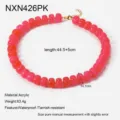 Collana di perle in acrilico colorato da donna, elegante gioiello da vacanza con chiusura dorata. - Rosa (NXN426PK)