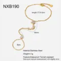 Detalle de pulsera de mano de acero inoxidable con circonitas, joyería elegante con piedras brillantes. - Pulsera de Mano Circonia Gota de Agua (NXB190)