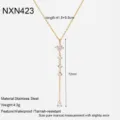 Elegante Collar Y Zirconia Acero Inoxidable Colgante Impermeable Joyas 41.5+5.5cm - Collar Circonia Geométrico en Y (NXN423)