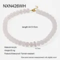 Collana di perle in acrilico rosa chiaro con chiusura in acciaio dorato da donna. - Bianco (NXN426WH)