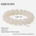 Dettaglio del braccialetto di perle in acrilico bianco con lunghezza di 17 cm e perline. - Bianco Crema (NXB191WH)