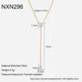 Collar en Y de acero inoxidable dorado con circonita en gota y cadena ajustable. - Collar Circonia Gota de Agua Tipo Y (NXN296)