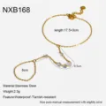 Exquisita pulsera de esclava de cadena de mano de circonita dorada de acero inoxidable - Pulsera de Mano Cadena Circonia (NXB168)