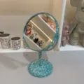 Glitzernde Desktop-Schminkspiegel, doppelseitiger drehbarer Kosmetikspiegel Geschenk. - 7 Zoll / Blau