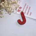 Roter Strass Buchstabe J Schlüsselanhänger, glitzernder Kristall Taschenanhänger Autozubehör. - Buchstabe J
