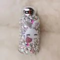 Detailansicht einer luxuriösen Strass isolierten Thermoskanne mit süßem Hasen Design. - 260ML / Weiß