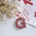 Rosa Strass Buchstabe G Schlüsselanhänger Detail, glitzernder Kristall Alphabet Anhänger. - Buchstabe G