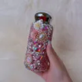 Glänzende Strass rosa Edelstahl Thermoskanne, funkelnde Kristall vakuumisolierte Wasserflasche. - Rosa