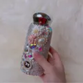 Glitzernde Strass Edelstahl Thermoskanne 260ml Gänseblümchen Blumen Vakuumbecher - Weiß