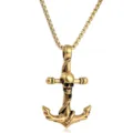 Punk titanium steel skull anchor pendant necklace for men hip hop statement jewelry accessory - Pendant Only (Without Chain) / Antique Gold