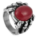Punk style stainless steel dragon claw ring featuring a large red oval gemstone accent. - Size 8 / Dragon Claw Red Stone (FY3032) / Steel