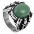 Stainless steel retro punk dragon claw ring with green stone for men fashion jewelry - Size 8 / Dragon Claw Green Stone (FY3032) / Steel