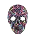 Bunte Blumen Zucker Totenkopf Maske Halloween Tag der Toten Kostüm Party Requisite - Einheitsgröße / Bunter Skelett-Stil (HDBZ221676)