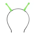 Dettaglio in primo piano delle antenne verdi da alieno sul cerchietto nero per feste. - Taglia unica / Stile Doppia Antenna Cerchietto Sottile (HAB23107A) / Verde fluorescente