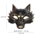 Halloween 3D wolf dier masker, zwart goud PU schuim verkleedpartij feest cosplay rekwisiet. - Zwart Goud Wolf Masker (WHDDG21724)