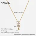18k gold plated stainless steel geometric zircon pendant necklace waterproof jewelry - Multi-layer Geometric Pendant (NXN380)