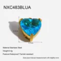 Ciondolo cuore in acciaio inossidabile con zirconia cubica, vista dettagliata di dimensioni. - Ciondolo a Cuore con Griffe (NXC483BLUA) / Blu